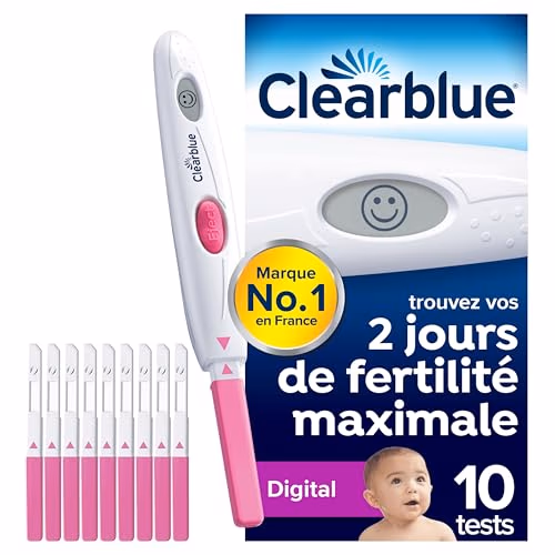 Clearblue Test Ovulation Digital, Aide À Concevoir, 1 Appareil Digital Et 10 Tests, Signale vos 2 Jours les Plus Fertiles, Maximise vos Chances de Concevoir Naturellement, L'Emballage peut varier